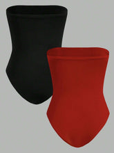 Women's Black & Red Bandeau Bodysuit, Casual Tight-Fitting, Suitable For Summer